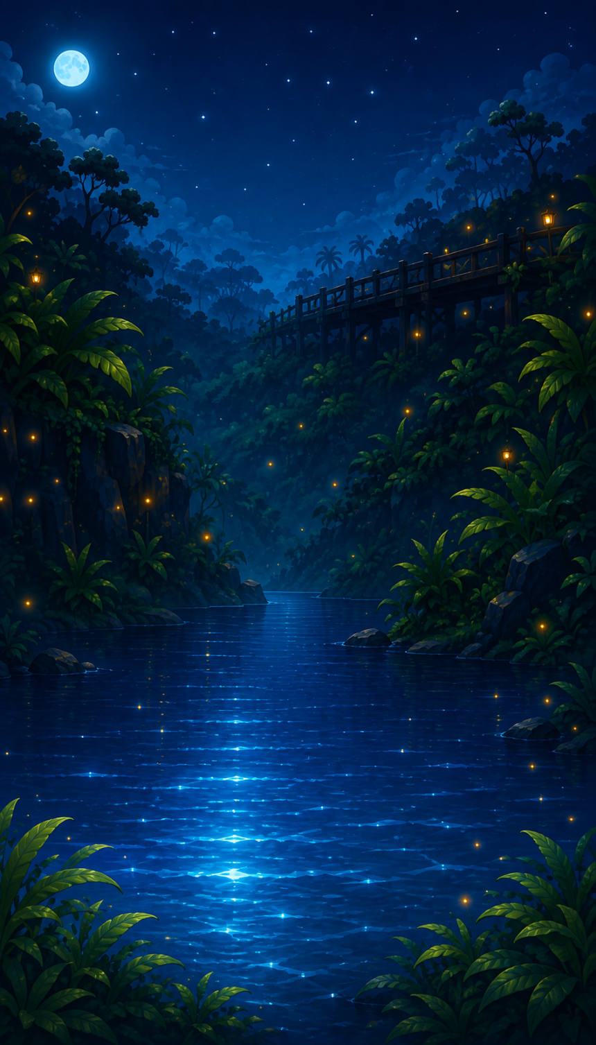 Bosque nocturno ilustrado de CapiRun